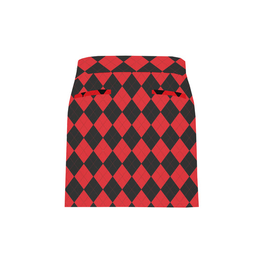 Red & Black Argyle Women's Classic Skort/Skirt - MTO