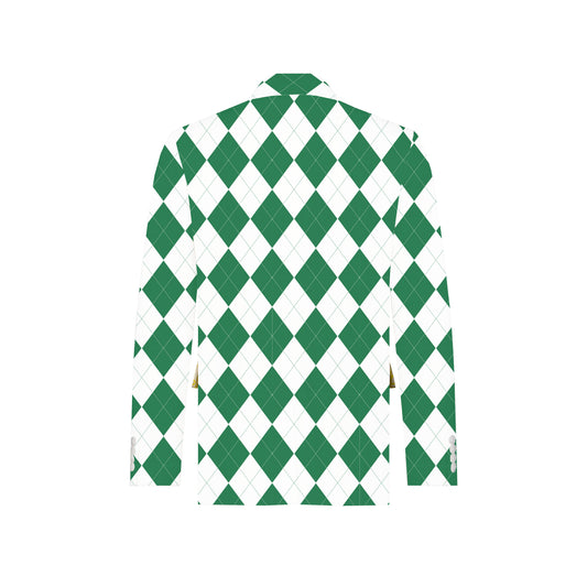 Green & White Argyle Men's Sportcoat - MTO