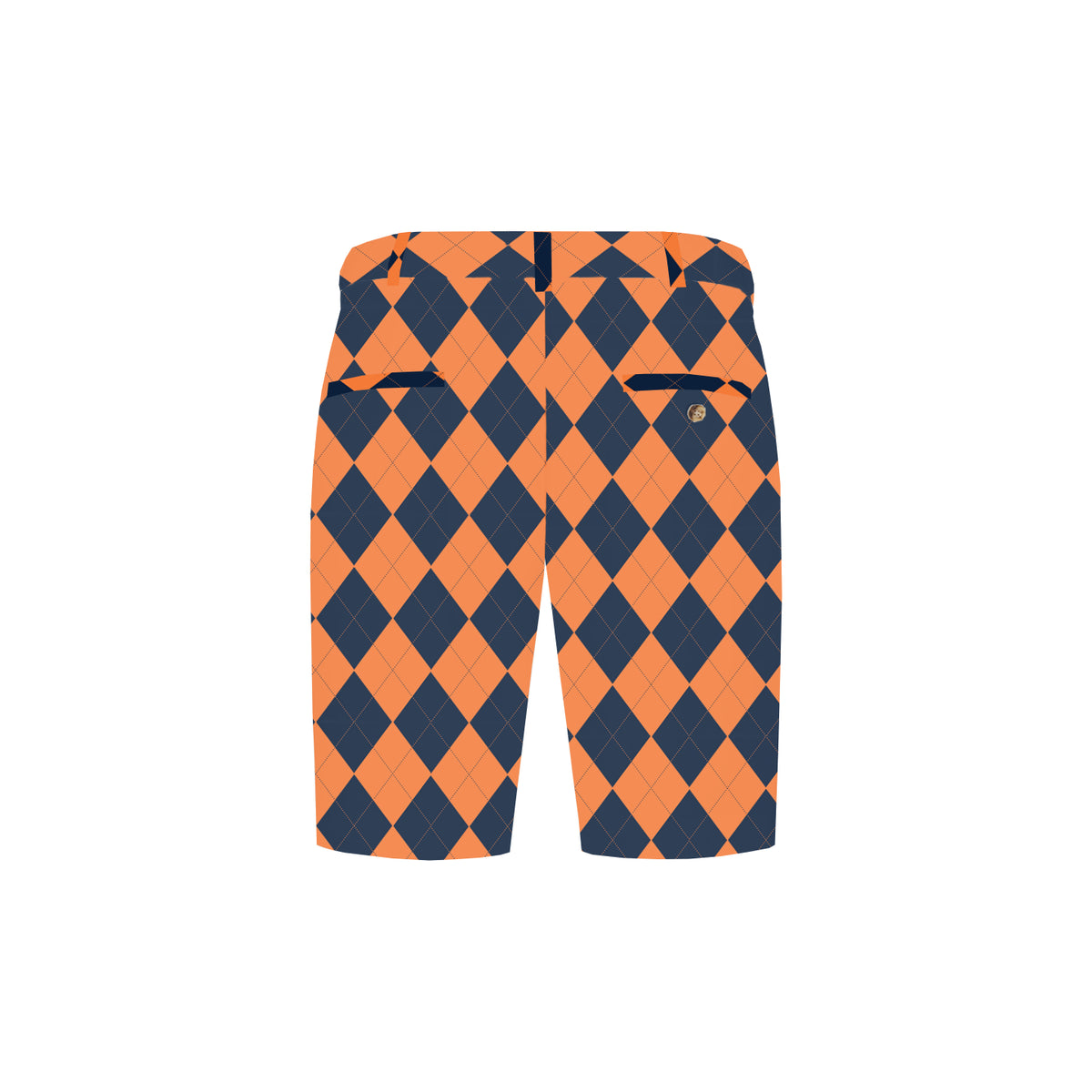 Navy & Orange Argyle Men's Heritage Short - MTO
