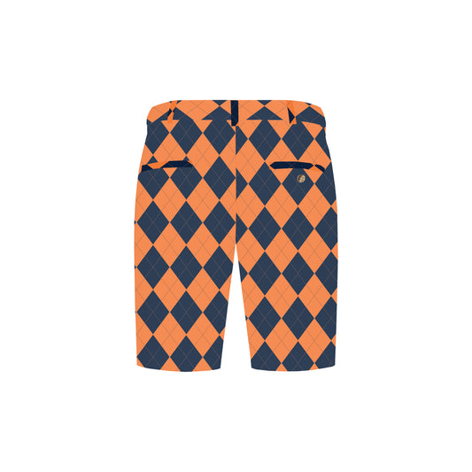 Navy & Orange Argyle Men's Heritage Short - MTO