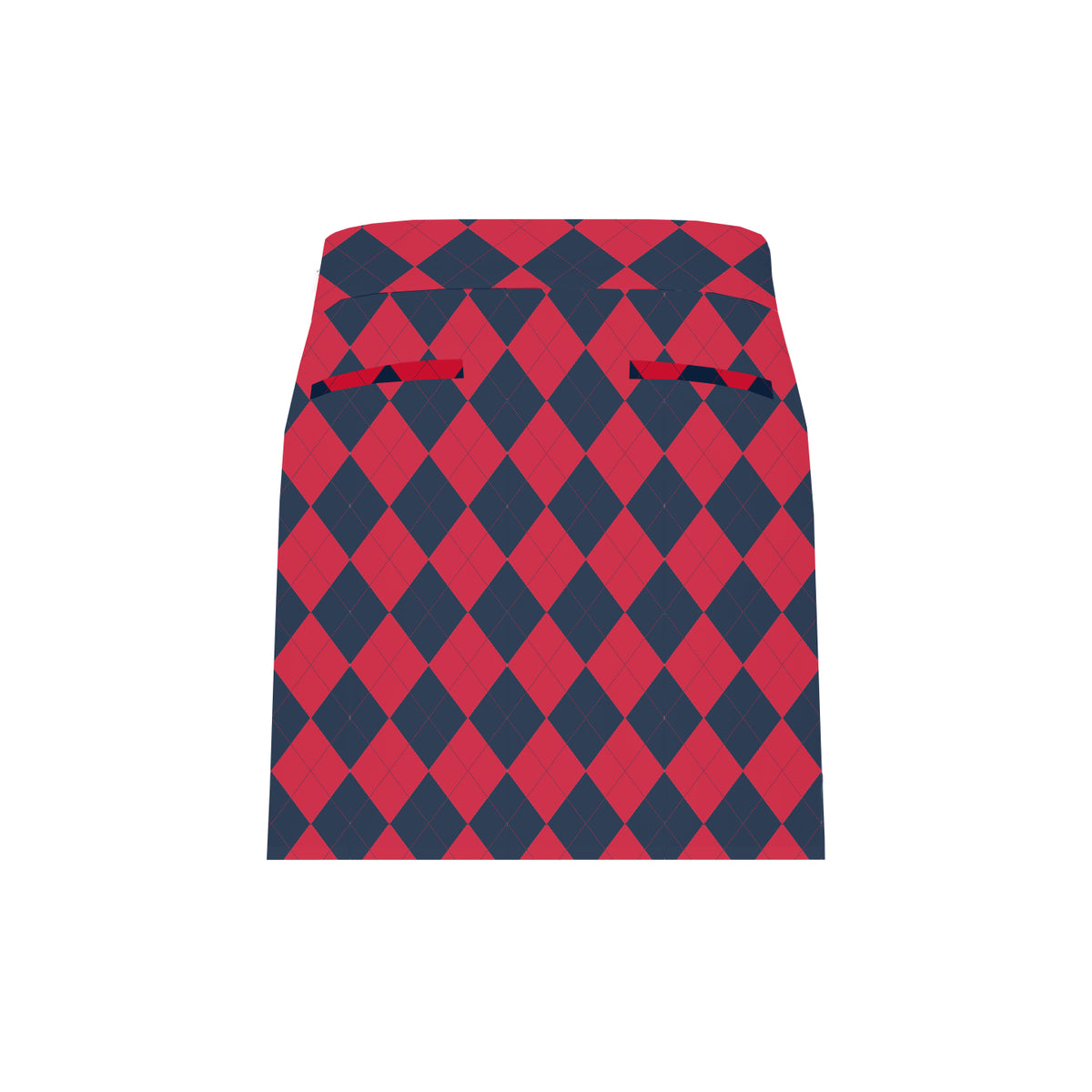 Navy & Red Argyle Women's Classic Skort/Skirt - MTO