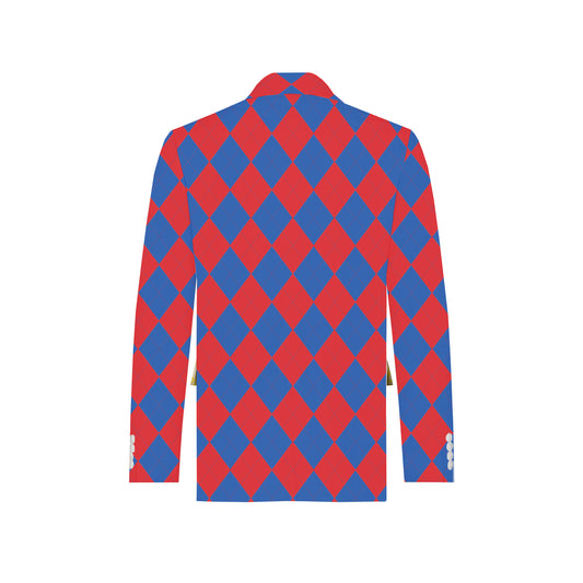 Royal Blue & Red Argyle Men's Sportcoat - MTO