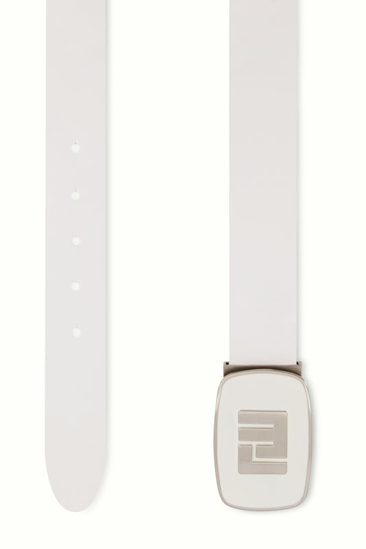 Polished White Patent Leather Belt