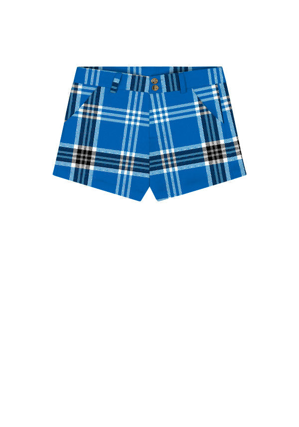 Fairway Blue Plaid Women's High Waist Short - MTO