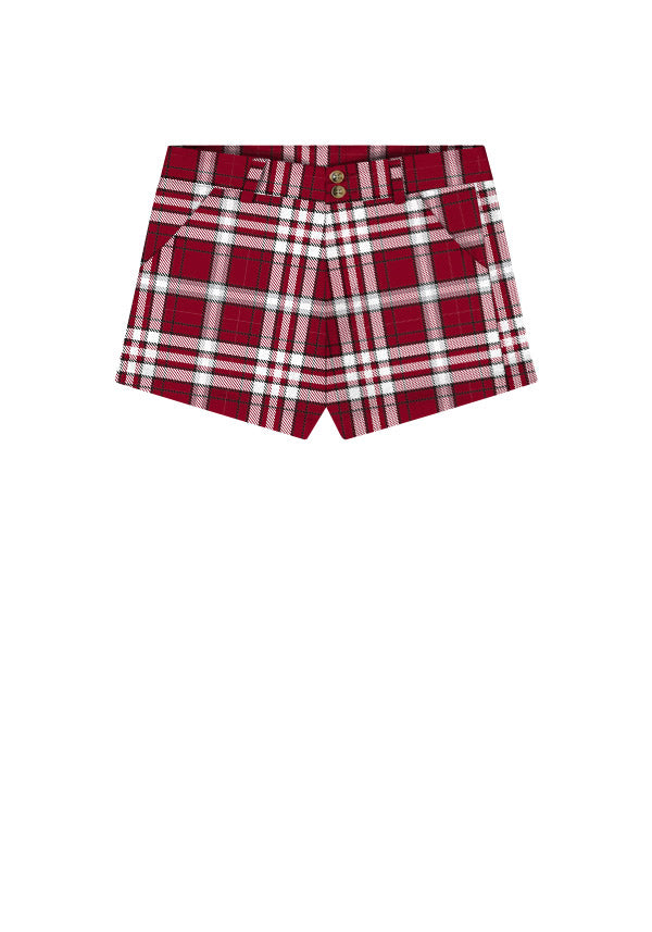 Fairway Crimson Plaid Women's High Waist Short - MTO