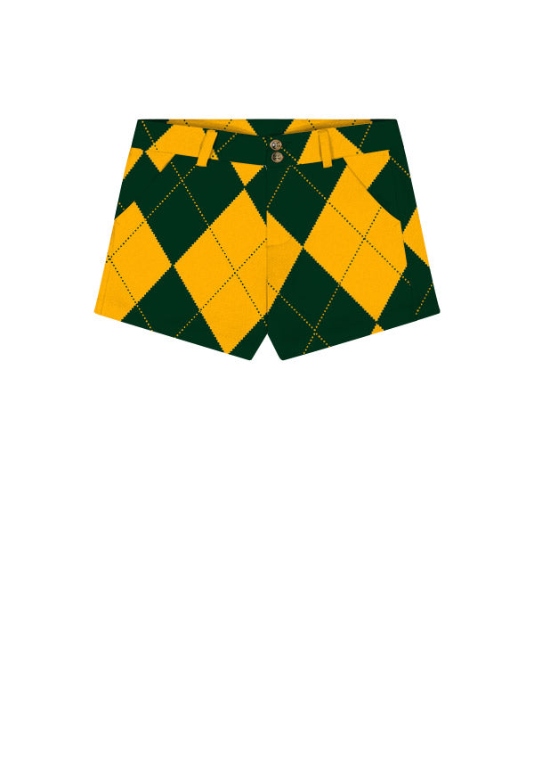 Fairway Hunter Green & Gold Mega Women's High Waist Short - MTO