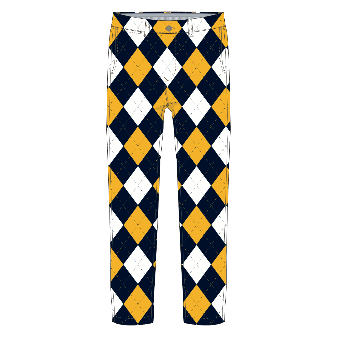 Blue and Gold Argyle Men's Heritage or Birdie Pant - MTO