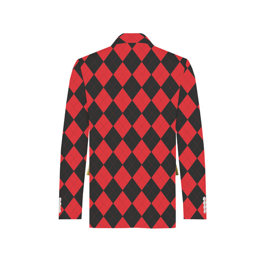 Red & Black Argyle Men's Sportcoat - MTO