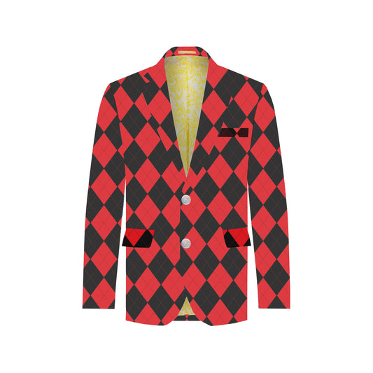 Red & Black Argyle Men's Sportcoat - MTO