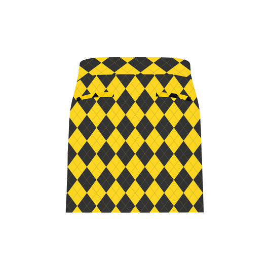 Black & Yellow Argyle Women's Classic Skort/Skirt - MTO