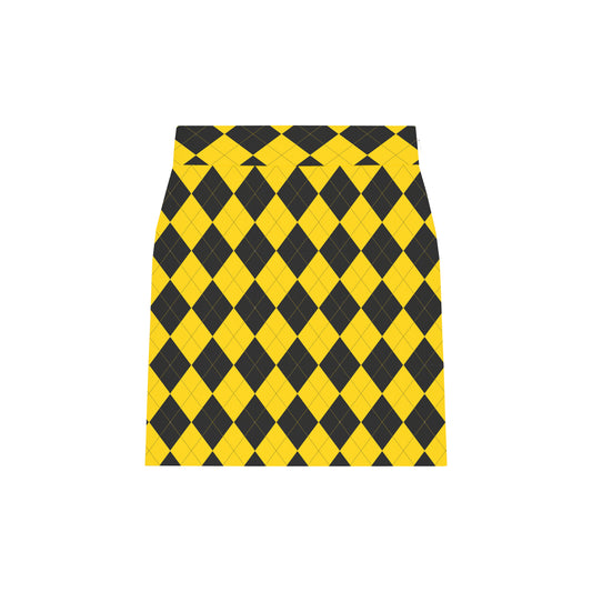 Black & Yellow Argyle Women's Classic Skort/Skirt - MTO
