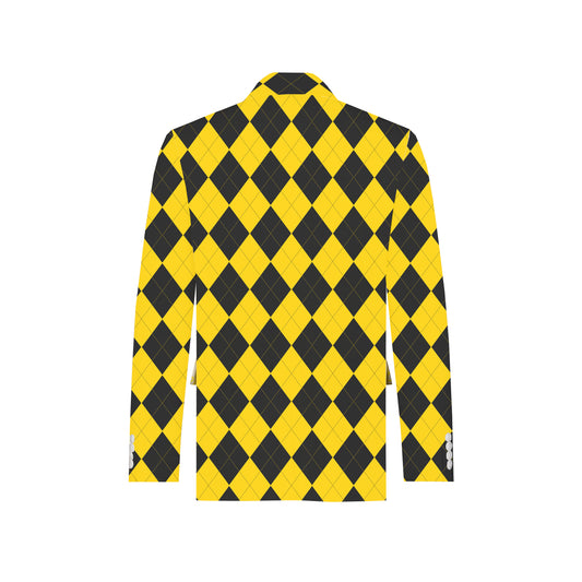 Black & Yellow Argyle Men's Sportcoat - MTO