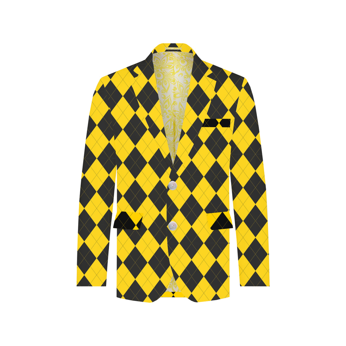 Black & Yellow Argyle Men's Sportcoat - MTO