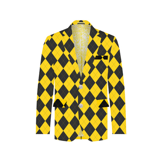 Black & Yellow Argyle Men's Sportcoat - MTO