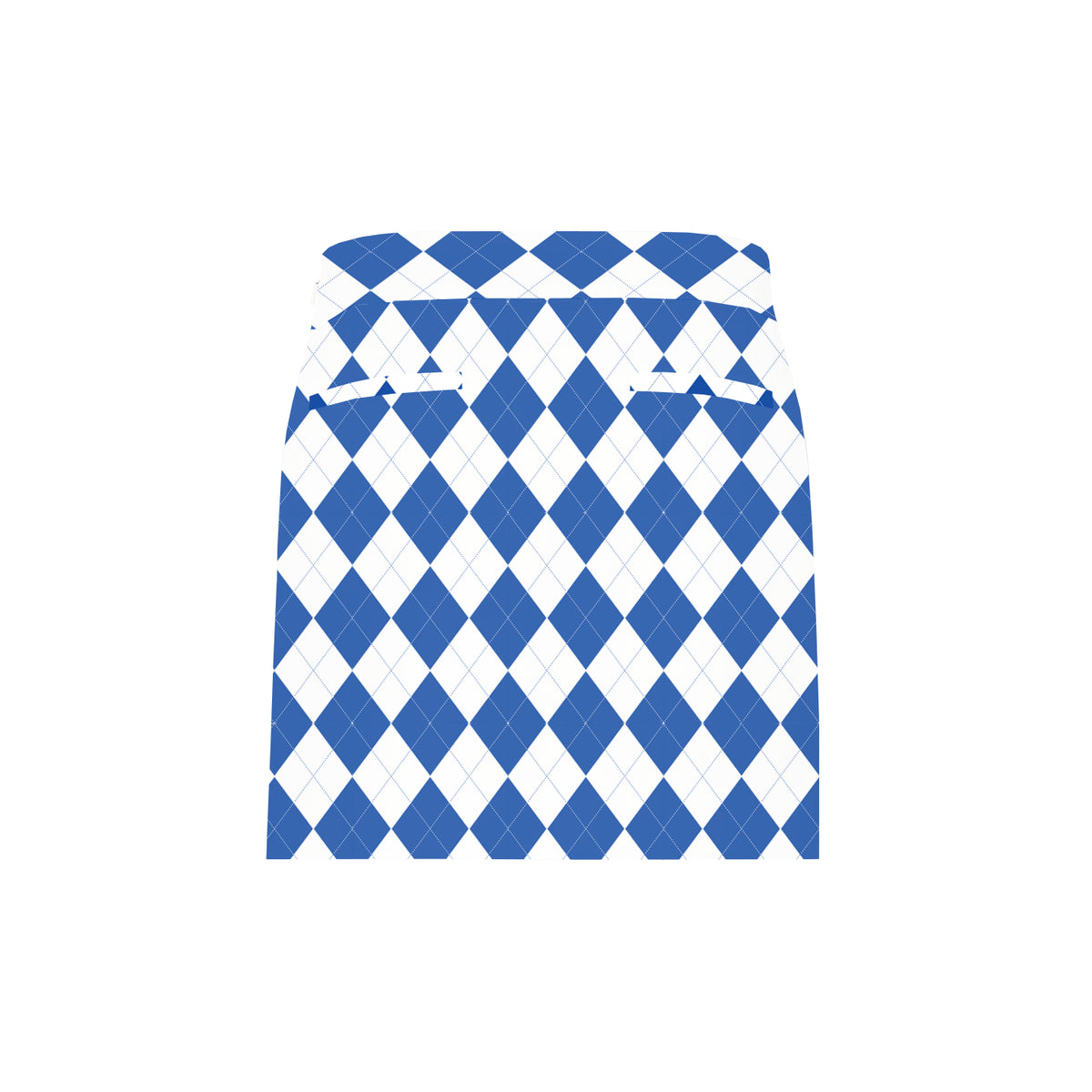 Royal Blue & White Argyle Women's Classic Skort/Skirt - MTO