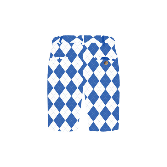 Royal Blue & White Argyle Men's Heritage Short - MTO