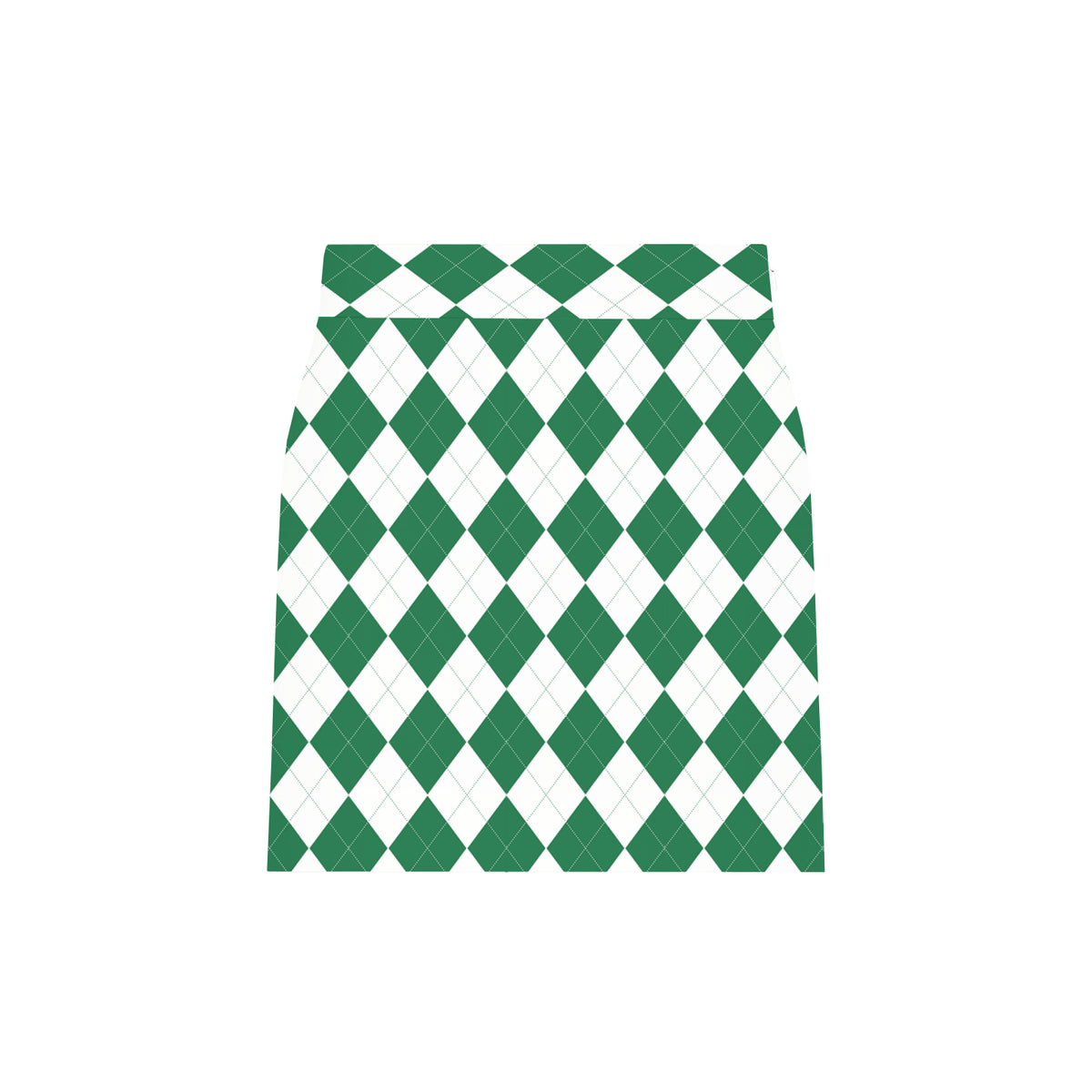 Green & White Argyle Women's Classic Skort/Skirt - MTO