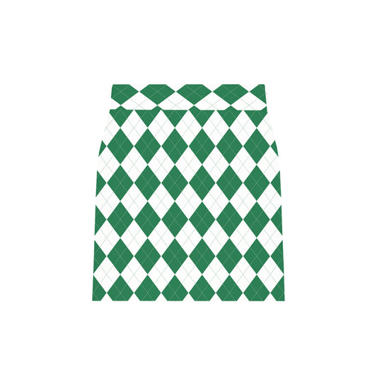 Green & White Argyle Women's Classic Skort/Skirt - MTO