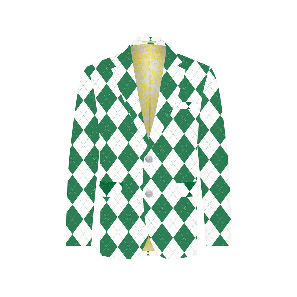 Green & White Argyle Men's Sportcoat - MTO