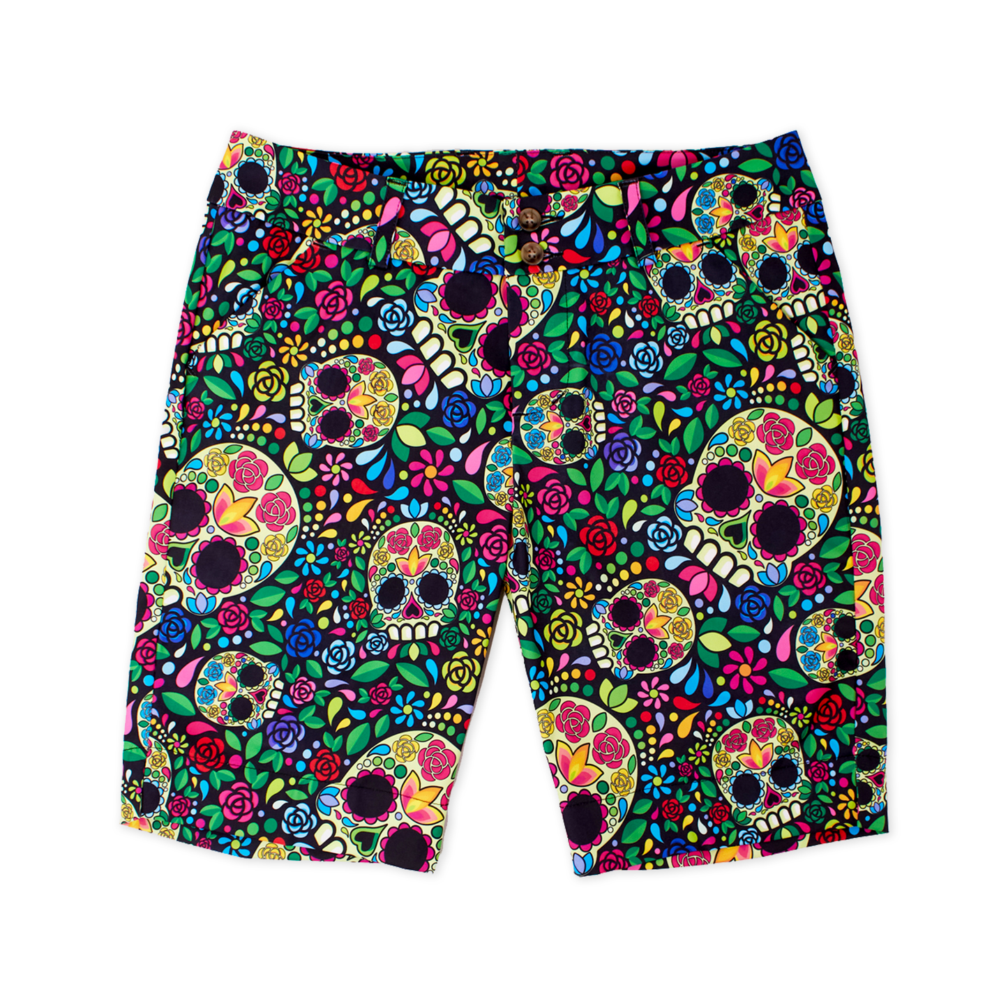 Womens Bermuda Short - Mosaic Skulls