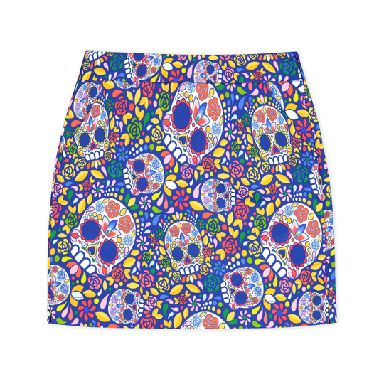 Classic Skort - Mosaic Skulls Blue