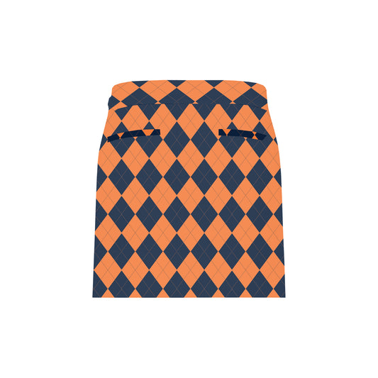 Navy & Orange Argyle Women's Classic Skort/Skirt - MTO