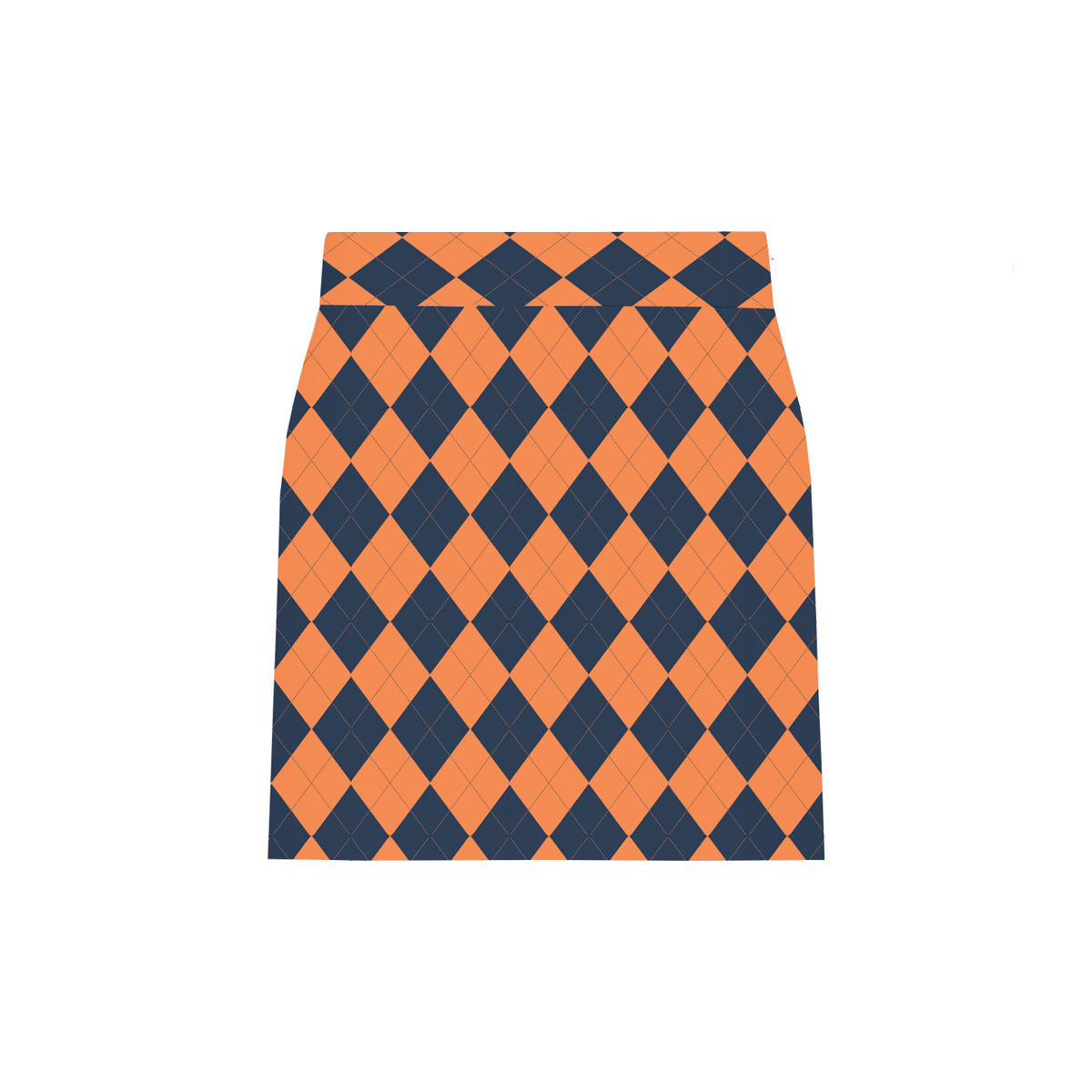 Navy & Orange Argyle Women's Classic Skort/Skirt - MTO
