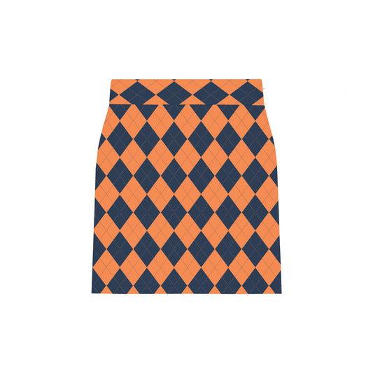 Navy & Orange Argyle Women's Classic Skort/Skirt - MTO