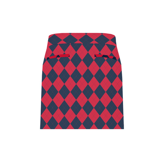 Navy & Red Argyle Women's Classic Skort/Skirt - MTO