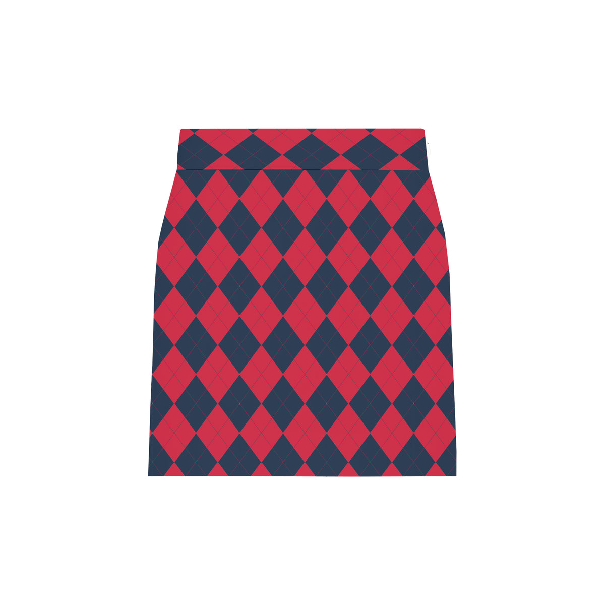 Navy & Red Argyle Women's Classic Skort/Skirt - MTO