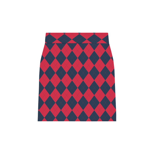 Navy & Red Argyle Women's Classic Skort/Skirt - MTO