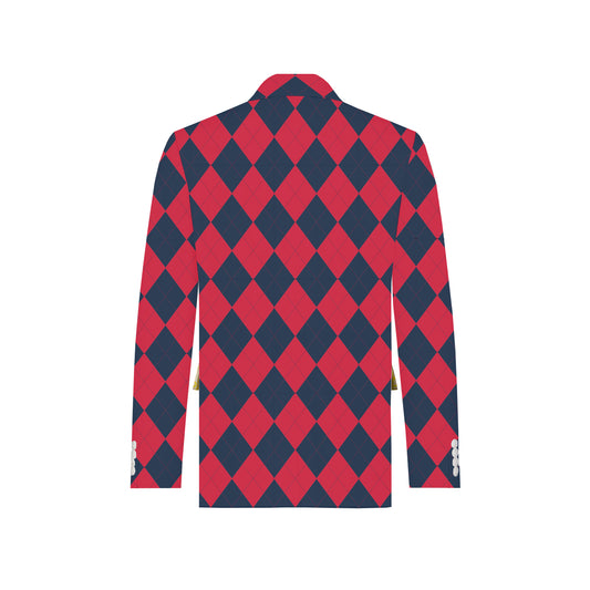 Navy & Red Argyle Men's Sportcoat - MTO