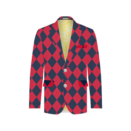Navy & Red Argyle Men's Sportcoat - MTO