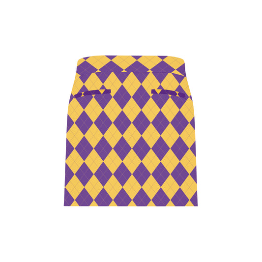 Purple & Gold Argyle Women's Classic Skort/Skirt - MTO