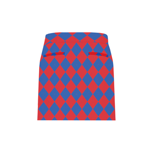 Royal Blue & Red Argyle Women's Classic Skort/Skirt - MTO