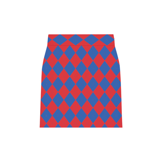 Royal Blue & Red Argyle Women's Classic Skort/Skirt - MTO
