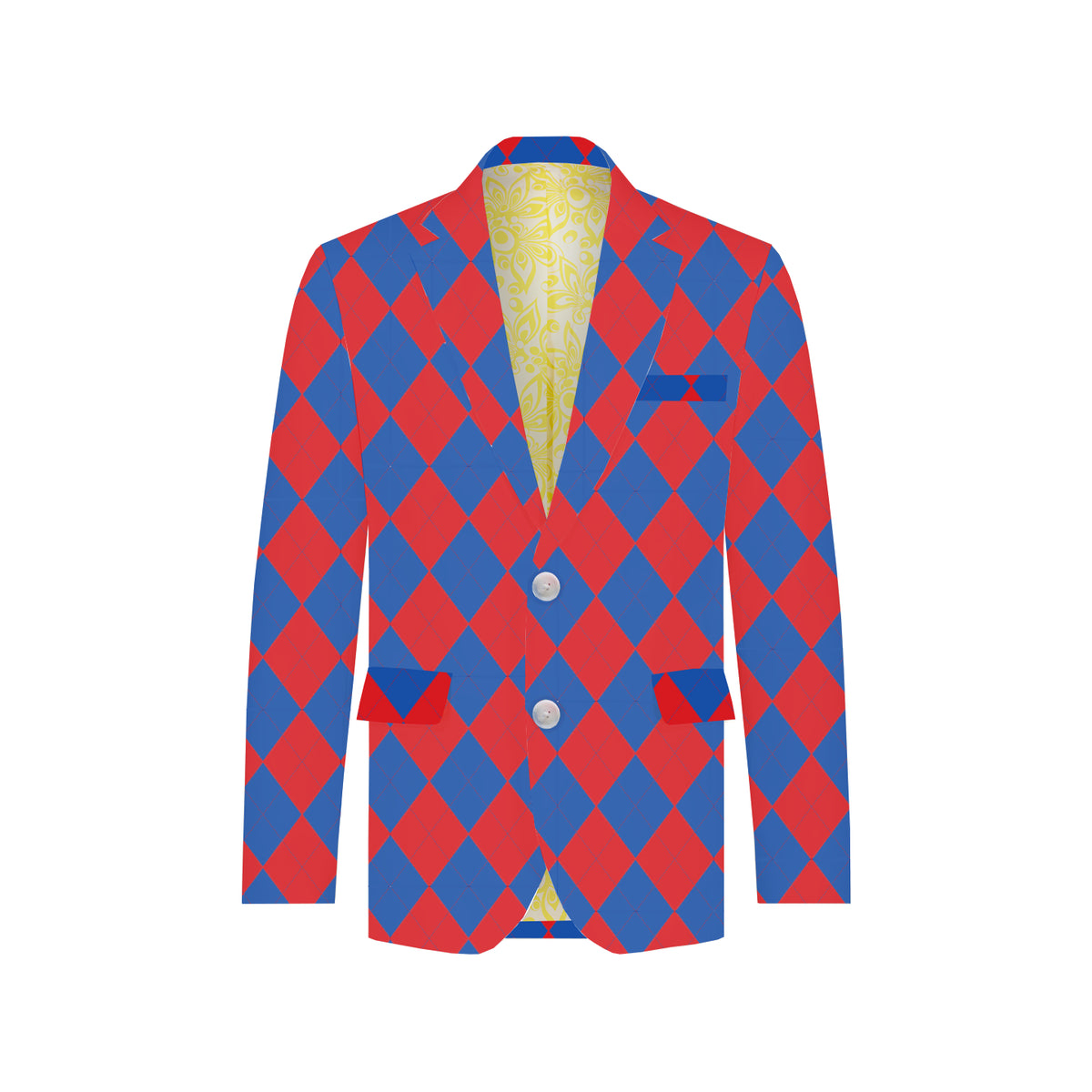 Royal Blue & Red Argyle Men's Sportcoat - MTO
