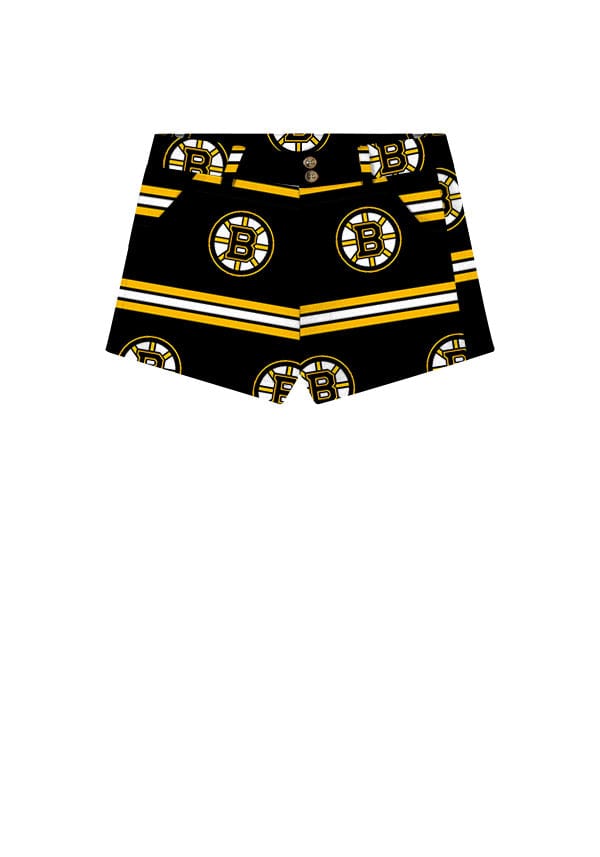 Boston Bruins Jersey Stripe Women's High Waist Short - MTO