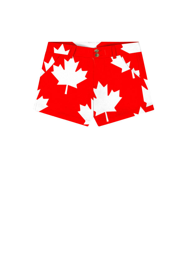 Canada Maple Leaf Red Women's High Waist Short - MTO