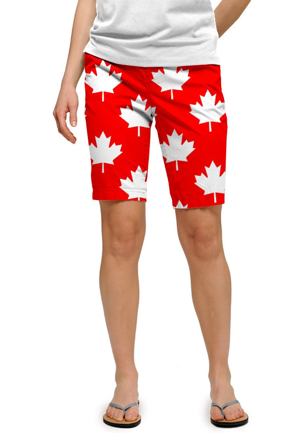 Canada Maple Leaf Red Women's Bermuda Short - MTO