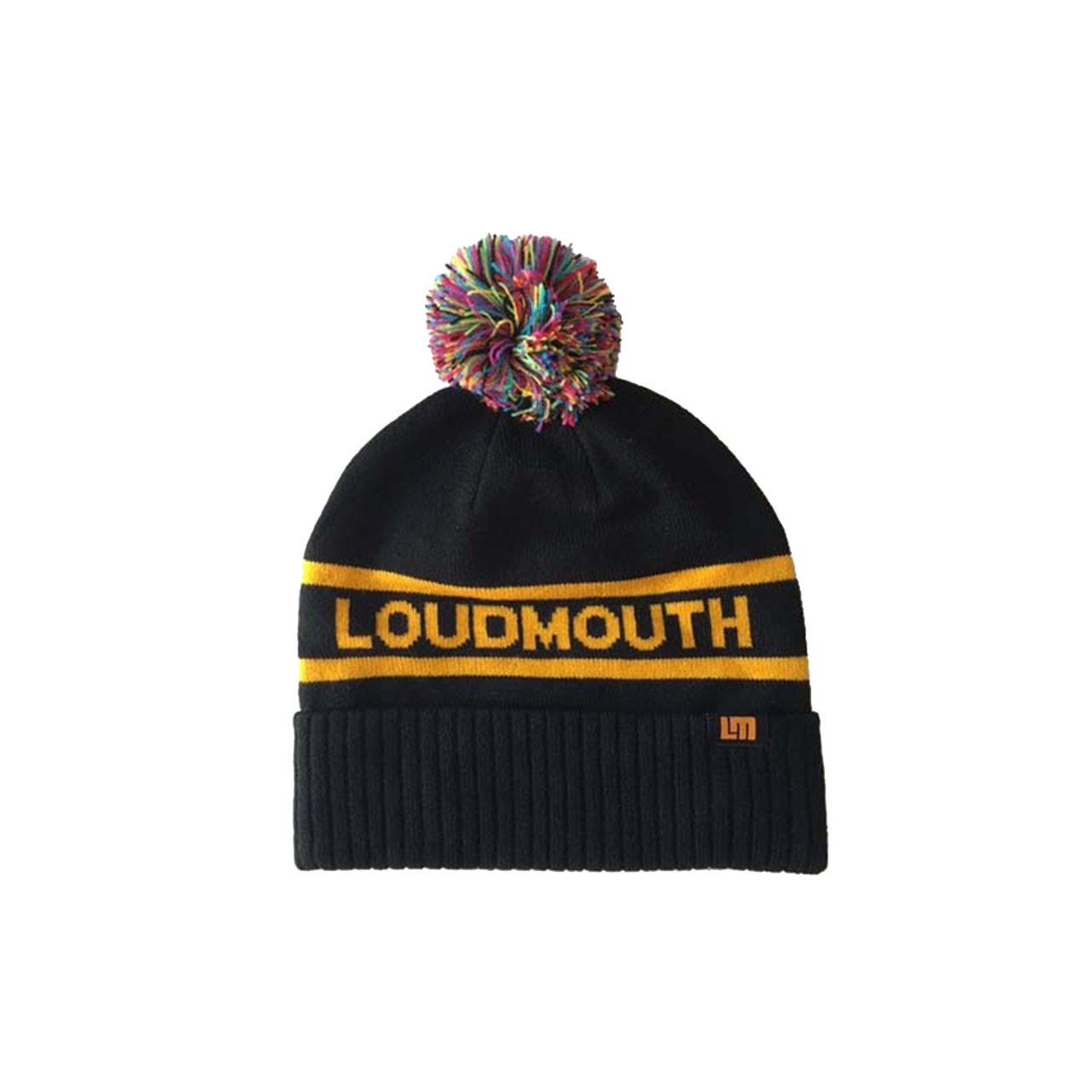 Loudmouth Knit Cap Black w/Multi-Colored Pom
