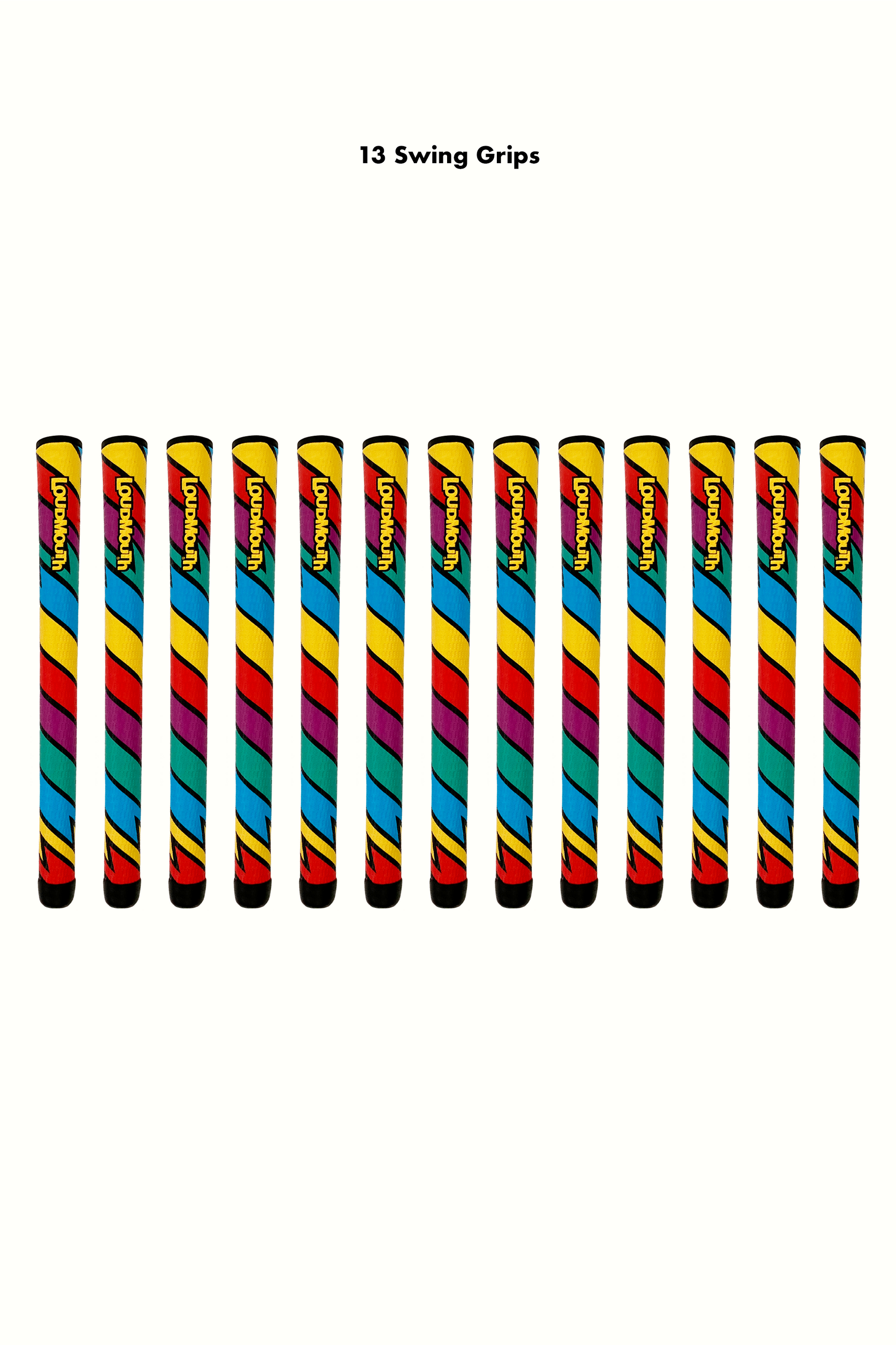 A pack of brightly colored golf grips