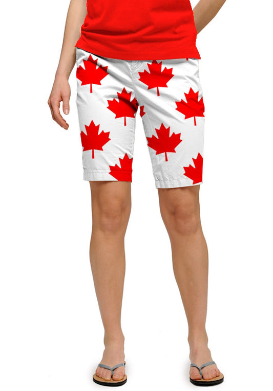 Canada Maple Leaf White Women's Bermuda Short - MTO