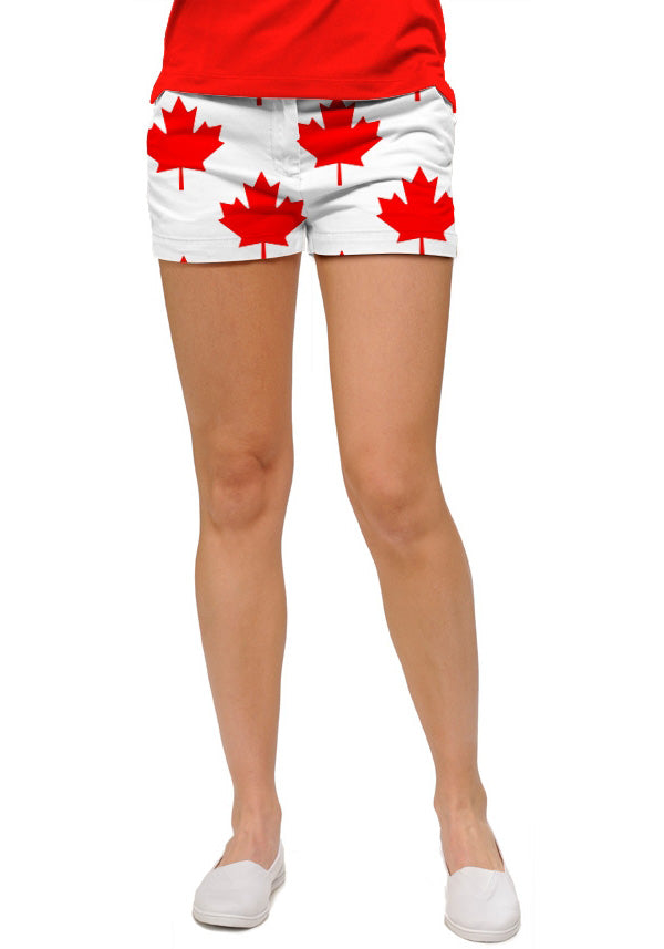 Fairway Canada Maple Leaf White Women's Mini Short - MTO
